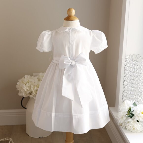 White Smocked Dress Red Bullion Embroidery Feltman Brothers Special Occasion NWT - Picture 5 of 7